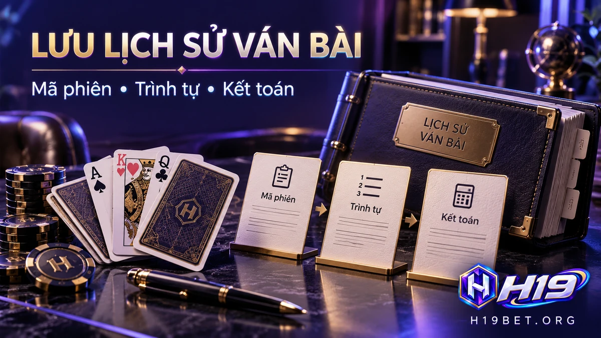 Đối chiếu lịch sử game bài H19 bằng mã ván, hành động và khoản ghi nhận