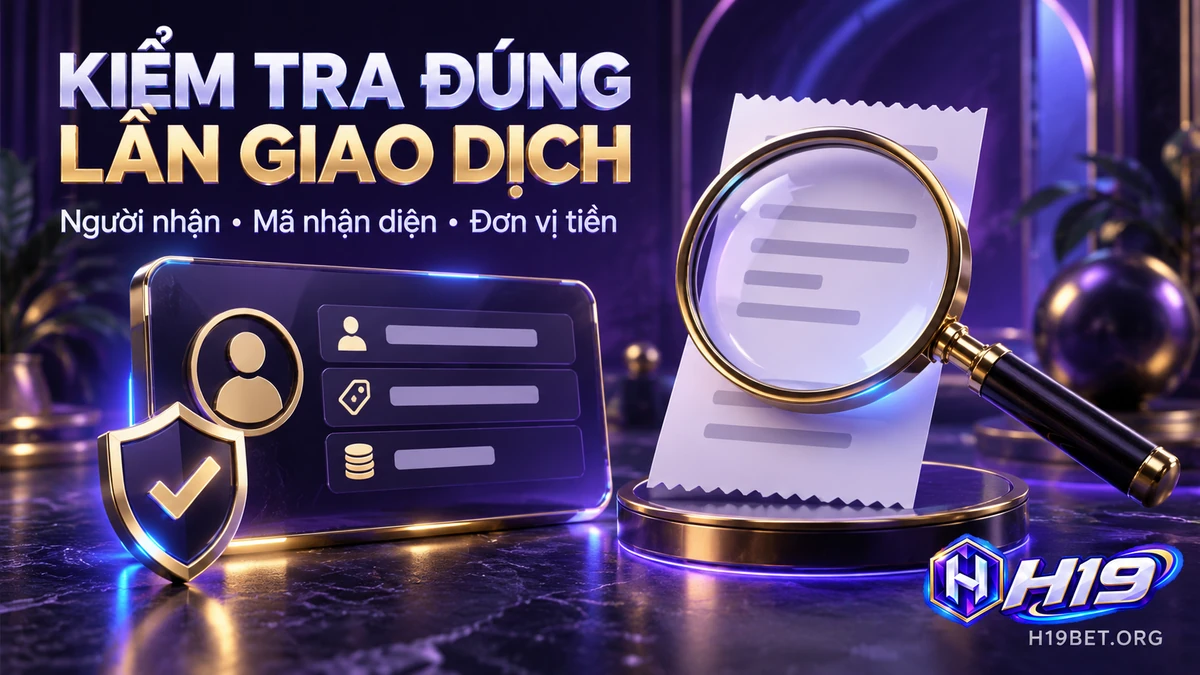 Kiểm tra người nhận, mã nhận diện và đơn vị tiền của lệnh nạp H19 hiện tại