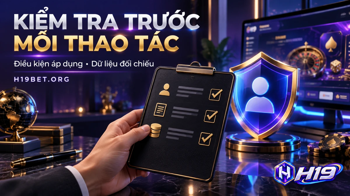 Trước mỗi thao tác trên H19BET, người dùng cần xác định điều kiện áp dụng và dữ liệu dùng để đối chiếu